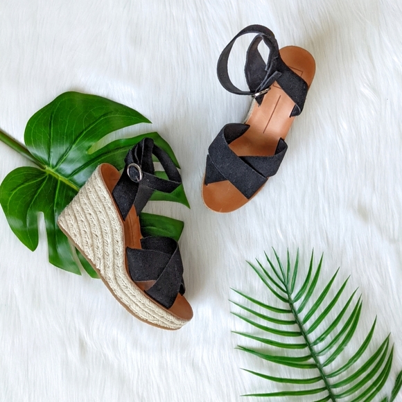 Dolce Vita Sayle NWOT black Espadrille Wedge Sandals size 8.5